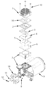 Pump Parts Diagram and Parts List for WL505812  Campbell Hausfeld Compressor